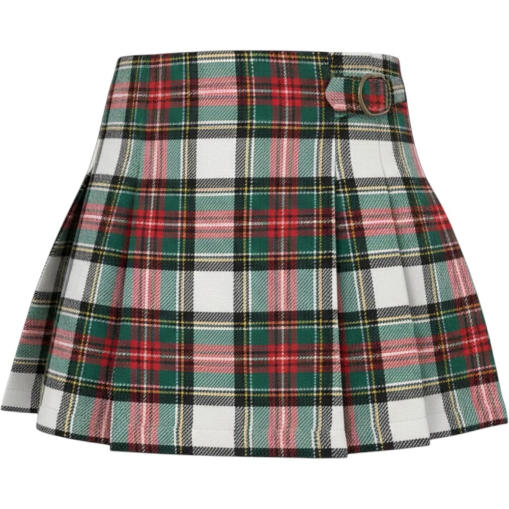 Carters Girls Size 6 Green Red Plaid Pleated Skirt Holiday Buckle 278g637